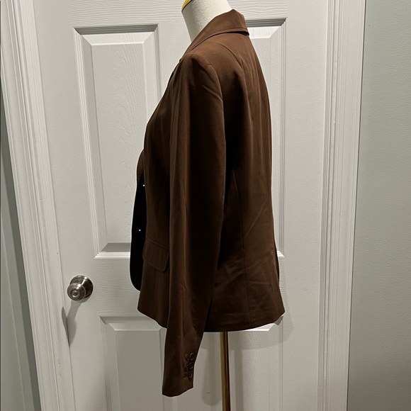 Brown Women's Blazer Faux Pockets - Picture 3 of 6